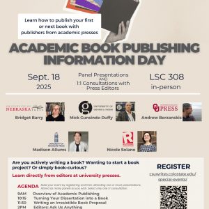 Information about academic book publishing on Sept. 18