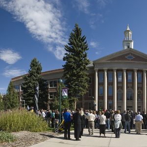 Exterior Photo of the Grand Opening of the University Center for the Arts