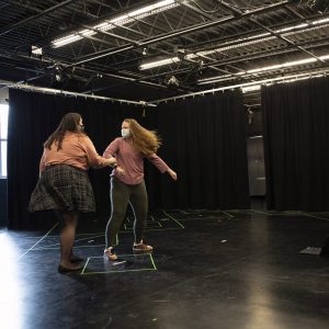 theatre students rehearsing